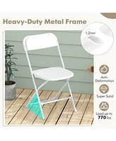 Gouun 4 Pack Metal Folding Chairs with Plastic Seat and Back