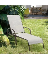 Gouun Adjustable Patio Chaise Folding Lounge Chair with Backrest