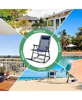 Gouun Outdoor Patio Camping Lightweight Folding Rocking Chair with Footrest