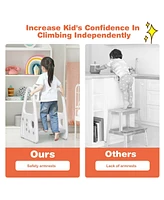 Gouun Boys Step Stool Learning Helper with Armrest for Kitchen Toilet Potty Training