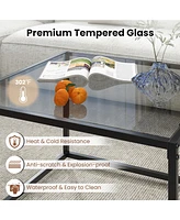 Gouun 27.5 Inch Home Square Tea Table with Heavy-duty Metal Frame