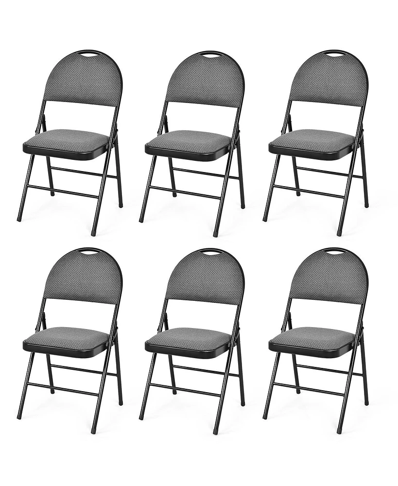 Gouun Set of 6 Folding Fabric Upholstered Metal Chairs