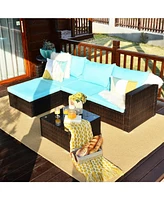 Gouun 5 Pieces Patio Rattan Furniture Set with Table