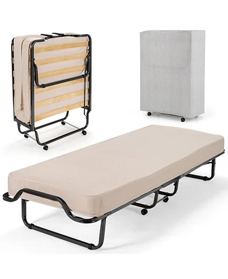 Gouun Rollaway Folding Bed with Memory Foam Mattress and Dust-Proof Bag Made in Italy