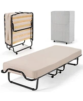 Gouun Rollaway Folding Bed with Memory Foam Mattress and Dust-Proof Bag Made in Italy