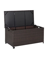 Gouun Outdoor Wicker Storage Box with Zippered Liner-50 Gallon