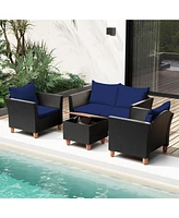 Gouun 4 Pieces Outdoor Conversation Set with Storage Table