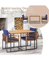 Gouun 3 Pieces Outdoor Dining Set with 2 Acacia Wood Armchairs and Dining Table