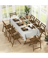 Gouun Folding Dining Chair Set of 2 with Rubber Wood Frame and Slatted Seat
