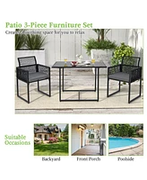 Gouun 3 Pieces Outdoor Dining Set with Folding Backrest and Seat Cushions