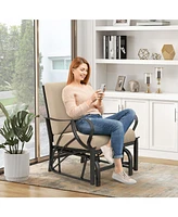 Gouun Patio Glider Rocking Chair with Thick Cushion and Curved Armrest