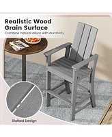 Gouun Tall Adirondack Chair Outdoor Bar Stool with Ergonomic Backrest for Backyard