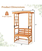 Gouun 6.2 Feet Tall Patio Garden Arbor with Pergola and 2-Seat Bench for Garden Lawn Backyard Decoration