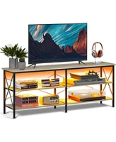 Wlive Tv Stand for 65 70 inch Tv with Led Lights Gaming Entertainment Center with Storage Industrial Tv Console for Living Room Long 63" Led Tv Cabine