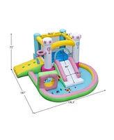 Gouun Inflatable Bounce House Bouncy Castle with Obstacle and Ball Pit with 520W Blower