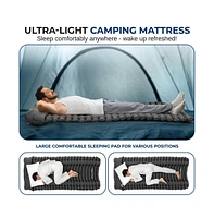 SereneLife Ultralight Sleeping Pad with Carrying Bag, Compact & Self-Inflating, Gray