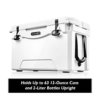 SereneLife 75-Quart Portable Cooler Box, Holds Up to 63 Cans (White)