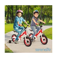 SereneLife 12" Kid's Bicycle with Dual Brakes, Training Wheels & Kickstand, Orange