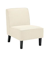 Gouun Modern Armless Accent Chair with Rubber Wood Legs