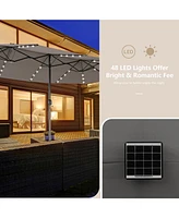 Gouun 11 Pieces Patio Dining Set with 15 Feet Double-Sided Patio Umbrella and Base