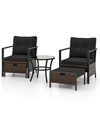 Gouun 4 Piece Outdoor Furniture Set with Glass Topped Table