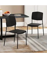 Gouun Modern Plastic Dining Chair Set of 2 with Metal Legs and Curved Back