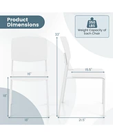 Gouun Modern Plastic Dining Chair Set of 2 with Metal Legs and Curved Back