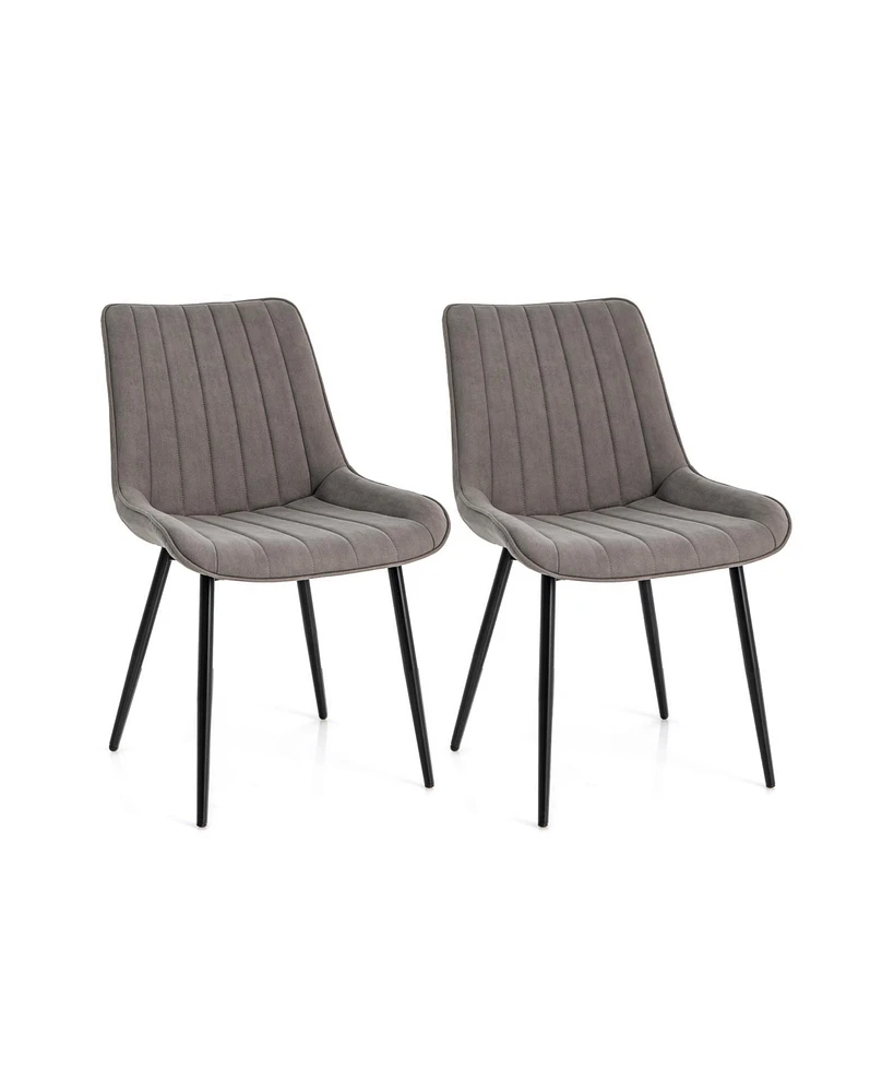 Gouun Faux-Leather Fabric Dining Chair Set of 2 with Metal Legs and Padded Seat