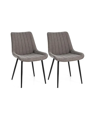 Gouun Faux-Leather Fabric Dining Chair Set of 2 with Metal Legs and Padded Seat