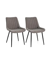 Gouun Faux-Leather Fabric Dining Chair Set of 2 with Metal Legs and Padded Seat