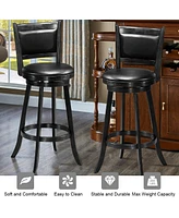 Gouun Set of 2 29 Inch Swivel Bar Height Stool Wood Dining Chair Barstool