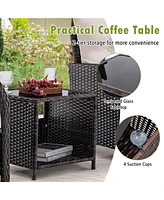 Gouun 5 Piece Patio Conversation Set Outdoor Rattan Sofa Set with Table