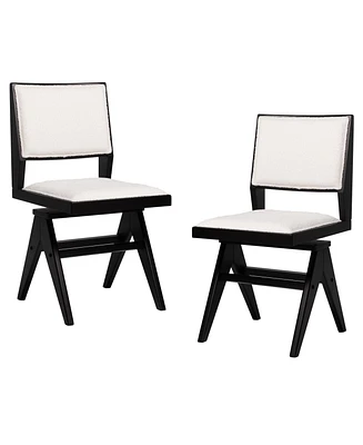 Gouun Swivel Wooden Dining Chair Set of 2 with Rubber Wood Frame and Padded Seat