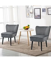 Gouun Set of 2 Upholstered Modern Leisure Club Chairs with Solid Wood Legs