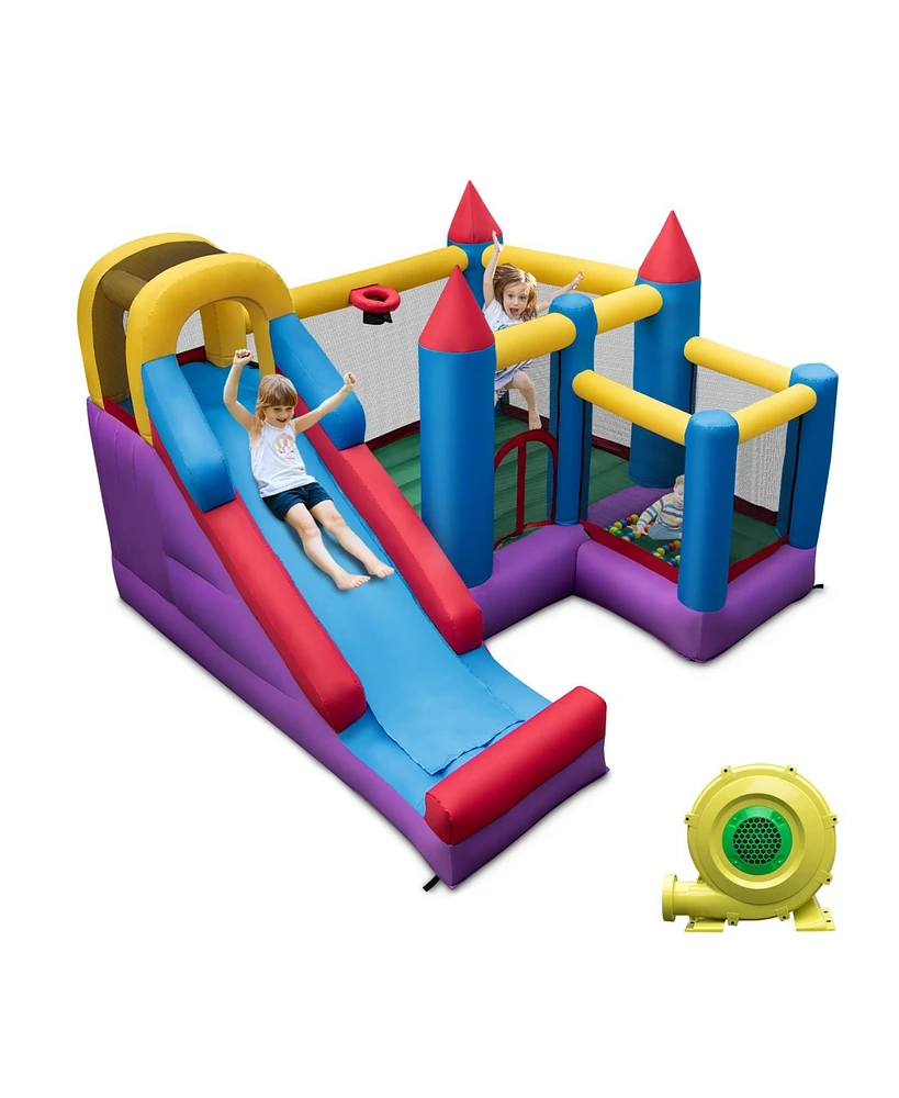 Gouun 5-in-1 Inflatable Bounce House with 735W Blower and 50 Ocean Balls