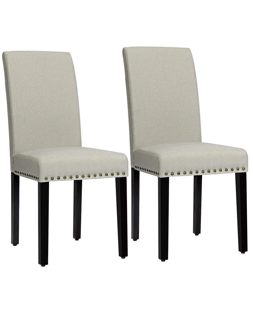 Gouun Set of 2 Fabric Upholstered Dining Chairs with Nailhead Sage