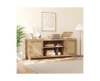 gaomon Boho Tv Stand for 75 Inch, Rattan Entertainment Center with 2-Tier Storage