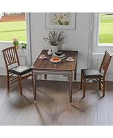 Gouun Set of 2 Folding Chairs with Padded Seat and Rubber Wood Frame