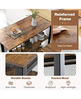 Gouun 36 Inch 3-Tier Bar Table with Storage Metal Frame Adjustable Foot Pads for Dining Room