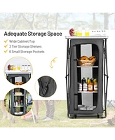 Gouun Folding Camping Storage Cabinet with 3 Shelves and Carry Bag