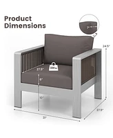 Gouun Patio Furniture Aluminum Armchair with Thick Back and Seat Cushion