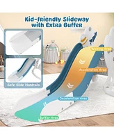 Gouun 4-in-1 Kids Slide and Swing Set with Basketball Hoop