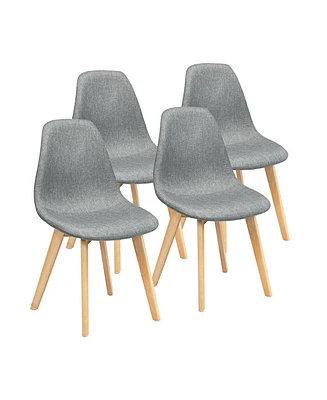 Gouun 4 Pieces Modern Dining Chair Set with Wood Legs and Fabric Cushion Seat