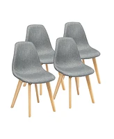 Gouun 4 Pieces Modern Dining Chair Set with Wood Legs and Fabric Cushion Seat