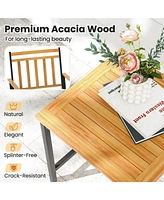 Gouun 3 Pieces Outdoor Furniture Set Acacia Wood Patio Conversation Set with Cushions