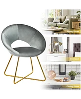 Gouun Modern Accent Velvet Dining Arm Chair with Metal Legs and Soft Cushion