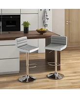 Gouun Set of 2 Adjustable Heights Barstool with Pu Leather