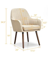 Gouun Set of 2 Fabric Upholstered Accent Chairs with Wooden Legs