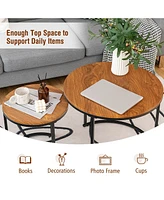 Gouun Set of 2 Modern Round Stacking Nesting Tables for Living Room