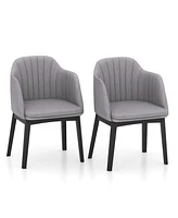 Gouun Upholstered Velvet Accent Modern Dining Chairs Set of 2 with Curved Backrests